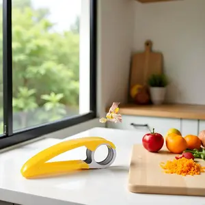 Banana Slicer ABS Stainless Steel Fruit Vegetable Salad Peeler Kitchen Tool for Bananas Strawberries Grapes Safe Dishwasher Safe Easy to Use Blade Utensils