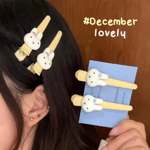 2/4 Pcs Cute Rabbit Fringe Hair Clip Headwear Sweet Duckbill Clip Cartoon Makeup Clip Miffy Peripherals