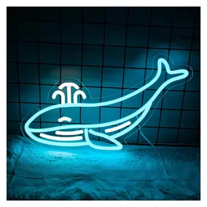 Sign Illuminated Whale Neon Lights For Bedroom Bathroom Beach Style Home Office 41x24cm