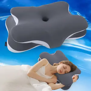 Cervical spine pillow for pain relief-Cervical spine pillow for side back stomach sleeper, ergonomic orthopedic support pillow, supportive memory foam for sleeping, cooling pillowcase, gray, Black Friday Halloween gift Christmas New Year gift