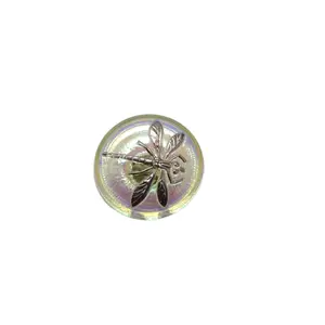 Czech Glass Iridescent Dragonfly Button 18mm - Crystal AB Finish