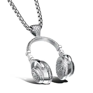 GJ-1100 Fashion Trend Music Headset Pendant Titanium Steel Three Colors Men's Necklace Personality Gift Men