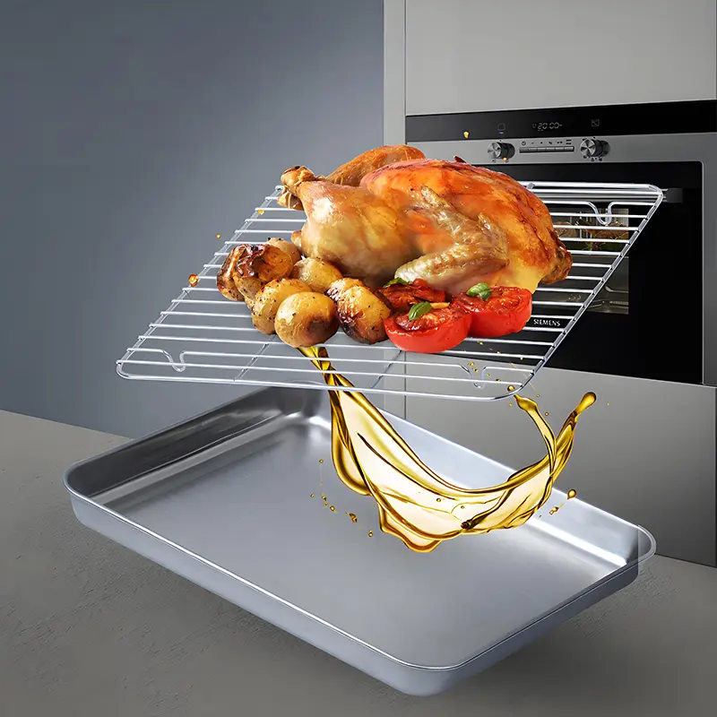 304 Stainless Steel Baking Sheet for Camping Oven - Heavy-Duty, Seamless Welded, Food-Grade, Rust-Resistant, Reusable, Easy-Clean Bakeware for Cookies, Roasting