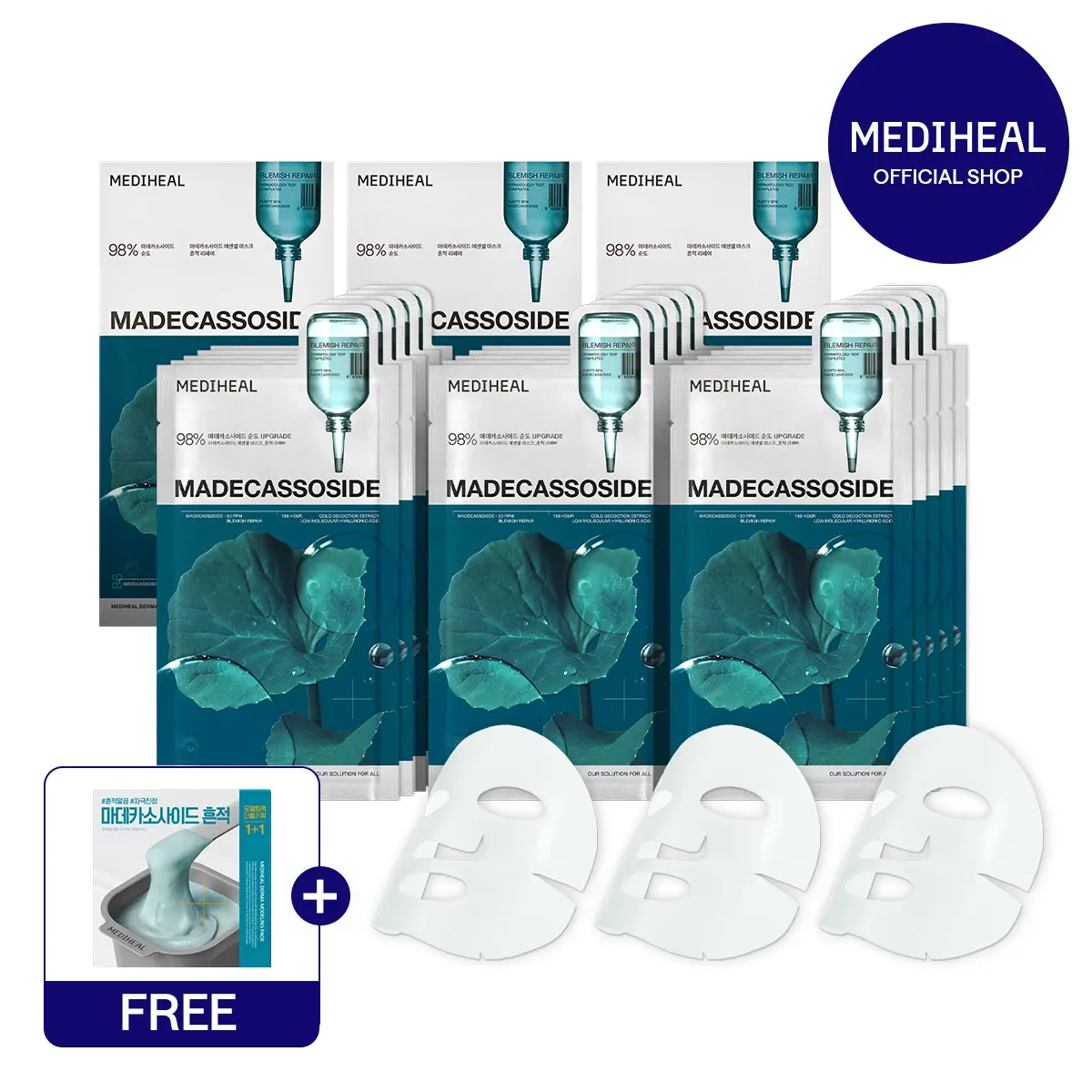 [Mediheal] 30-Day Blemish & Soothing Skin Recovery Mask Set | Blemish Repair, Redness Relief & Barrier Care | Hydrating Sheet Masks x30ea | Korean Skincare