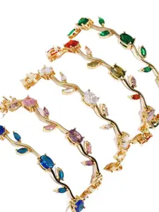 Pastel Pink Purple Gradient Zircon Flower Vine Bracelet | Elegant Dainty Gold Plated Jewelry | Perfect for Daily Commute, Parties & Gifting