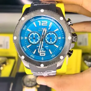 Invicta Men's Chronograph Watch with Blue Dial and Stainless Steel Strap for Everyday Wear