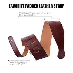BODERI Leather Guitar Ukulele Strap Electric Guitar Bass PU Strap Shoulder Strap