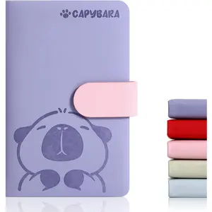 Blank Journal Small Pocket Leather Notebook No Lines for Drawing Plain Sketch Book Cute Cartoon Capybara Unlined Journal for Travel Work School, 200 Pages, 3.7"X5.9"