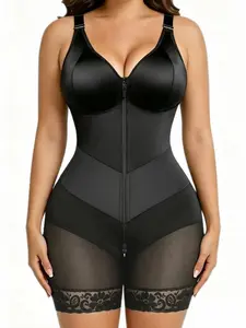 1 Count Women's V Neck Butt Lifting Tummy Control Adjustable Shoulder Straps Bodysuit with V Shaped Shaper Belt, Double Compression Design Shapewear, Fitted Shapewear Garment, Full Body Shaper, Ideal for Daily Casual Wear & Body Shaping Underwear Fit