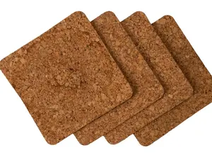 Natural Cork Tableware Drink Coasters, Set of 4, Heat Resistant Table Protectors