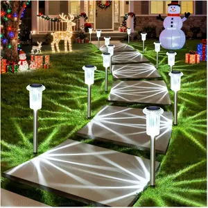 6-Piece Outdoor Solar Light Set Waterproof 6000K Cool White LED Stainless Steel Ground-Mounted Lights for Courtyards Paths Gardens Driveways Sidewalks Landscape Pathways fencing outdoorfun plasma ball