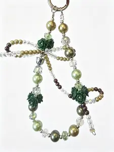 New Butterfly Mobile Phone Chain Wrist Lanyard Short Keychain Bag Pendant with Crystal Beads and Butterfly Charms