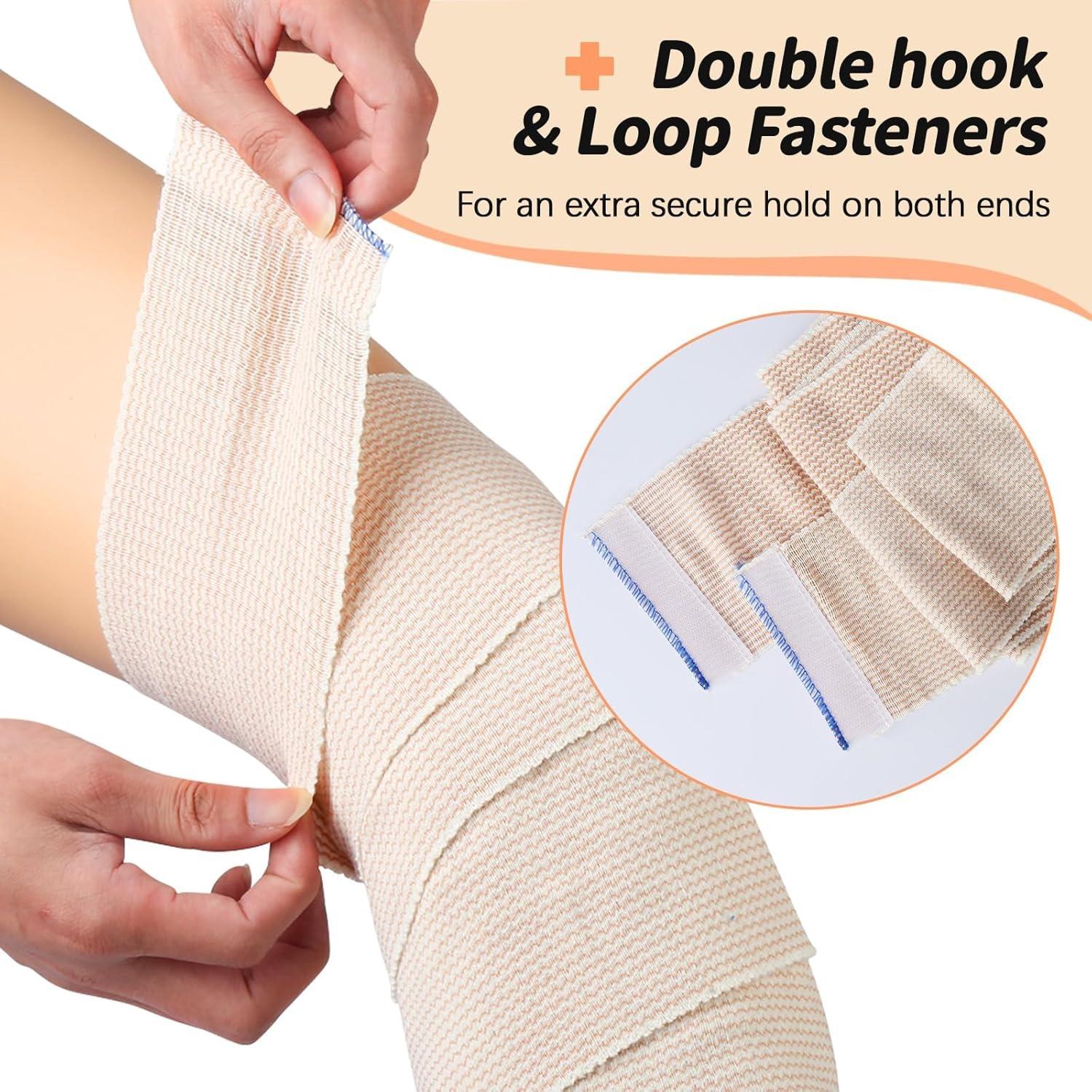 Pack of 8 Elastic Bandages,Elastic Bandage Cotton with 1 Scissors,Compression Bandage with Self-Adhesive Velcro Strap,Elastic Bandages for Arm,Leg or Chest Injuries,Camping Equipment Pack of 8 Elastic Bandages,Elastic Bandage Cotton with 1 Scissors,Compression Bandage with Self-Adhesive Velcro Strap,Elastic Bandages for Arm,Leg or Chest Injuries,Camping Equipment