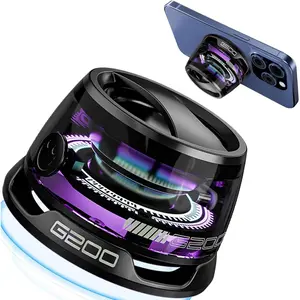 Small Magnetic Bluetooth Speaker with Multi-RGB Color Light and Phone Holder for Metal Surface, Perfect Mini Speaker for Bike Car Outdoor vacuum phone stand