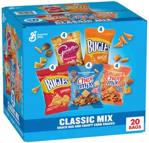 Classic Mix Snack Variety Pack, Bugles Original and Nacho Cheese, Gardetto's Original Recipe, Chex Mix Traditional and Cheddar, 20 Ct, 28 oz