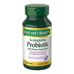 Nature's Bounty Lactobacillus Acidophilus Probiotic Supplement - Daily Probiotic for Women/Men Digestive Health, 100 Million Organisms, Vegetarian, 1 Serving per Day, 120 Tablets