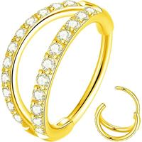 1pc/20G 6mm Gold/Clear CZ