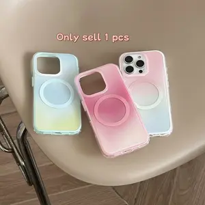 Magnetic Two-in-One Gradient Protective Phone Case for iPhone 16 Pro Max, 15 Pro Max, 14 Pro, 13 Pro, Stylish Women's Phone Cover, Simple Design, Casing