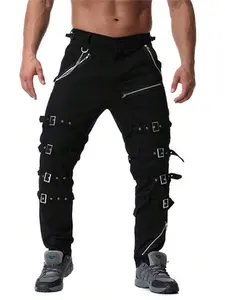 Men`S Urban Steampunk Gothic Hip Hop Punk Rock Pants With Chain