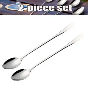 Silver Color Stainless Steel Cocktail Spoon Set, 2 Pieces Long Handle Mixing Spoons, 7.87 Inches Bar Utensils Home Bar Accessories for Bartending