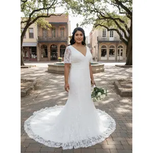 Amanda Custom Wedding Dress with Lace, Custom Plus size Wedding Dress