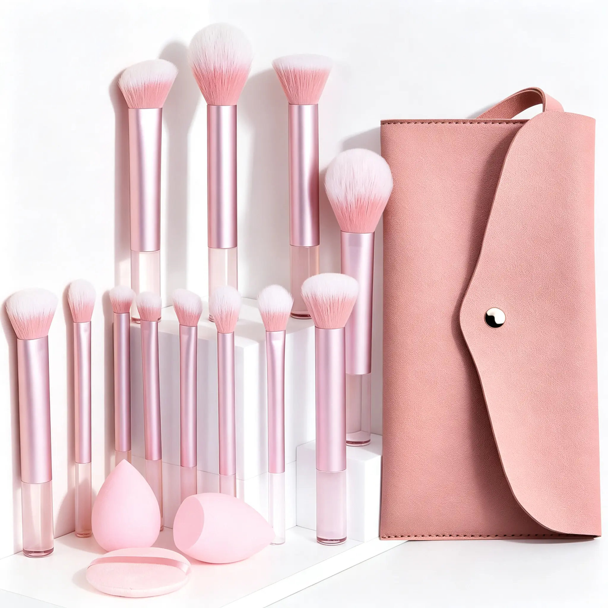 Travel Makeup Brush Set, 12PCS Portable Makeup Brushes with Pouch | Easy-taken Makeup Brushes with Bag, Professional Travel Brush Set for Make Up, Full Face Cosmetic Brushes for Girls Beginners, Beauty Brush Set