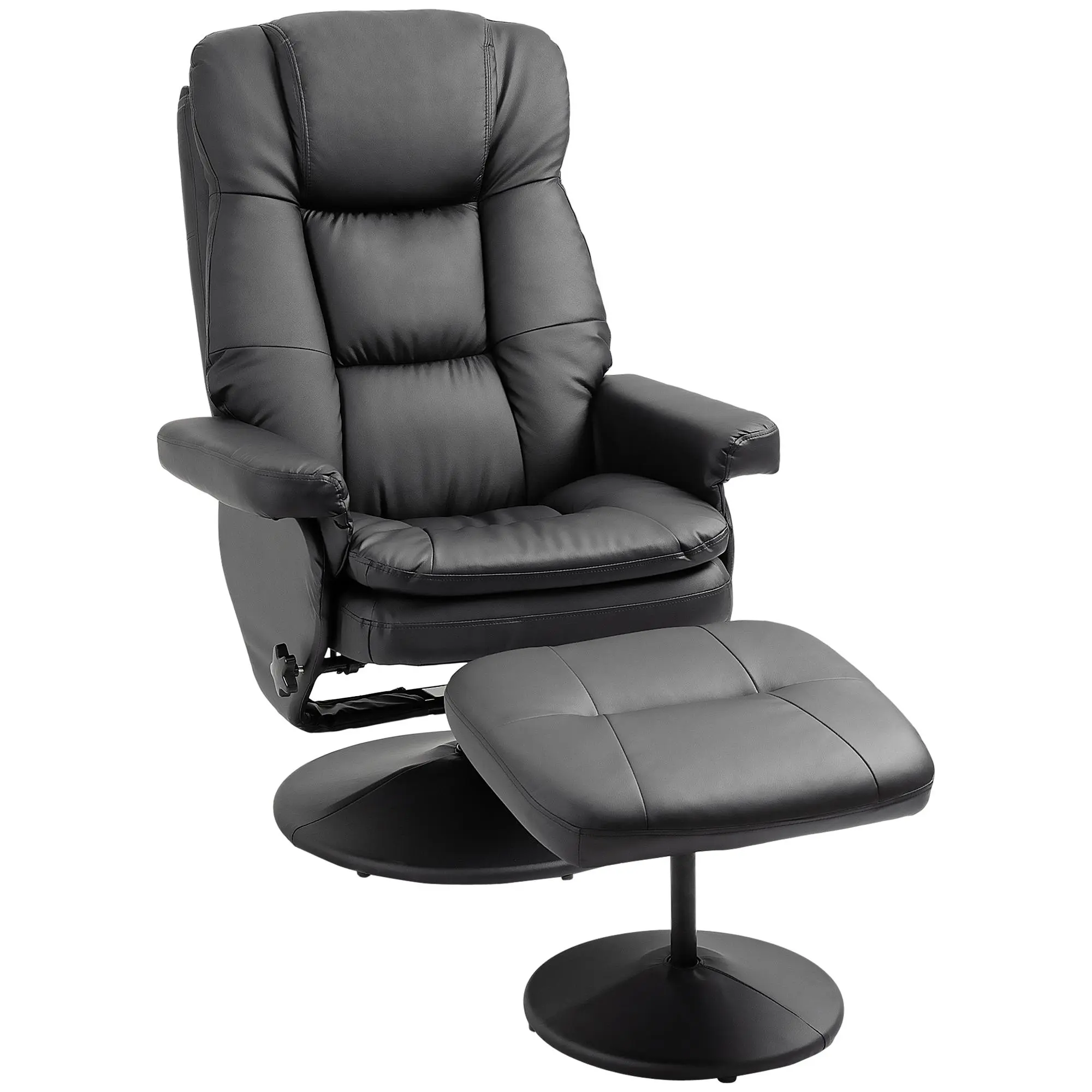 HOMCOM Swivel Recliner with Ottoman, PU Leather Reclining Chair with Ottoman, Upholstered Recliner and Footrest with Wrapped Base for Living Room, Bedroom and Home Office, Cream White