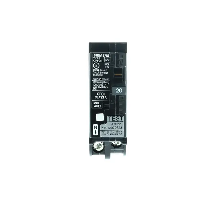 Siemens QF120AN Residential 20A Single-Pole 120V GFCI Circuit Breaker with GFCI Protection, Genuine OEM Replacement for Kitchens, Garages, 10 KAIC Rating