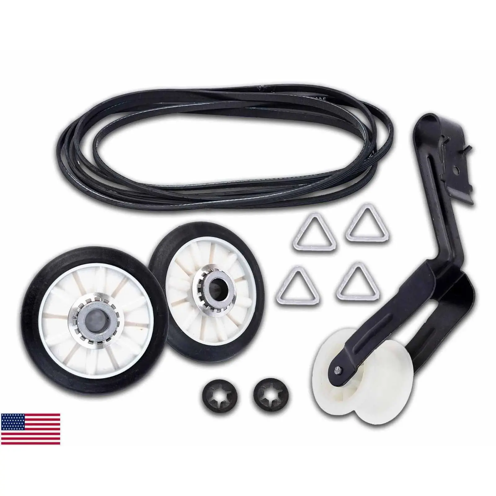 4392065 Dryer Repair Kit with 341241 Heat Resistant Belt, 349241T Drum Rollers & 691366 Idler Pulley, DIY Fix Squeaky Noise for Whirlpool Kenmore Residential Clothes Dryers