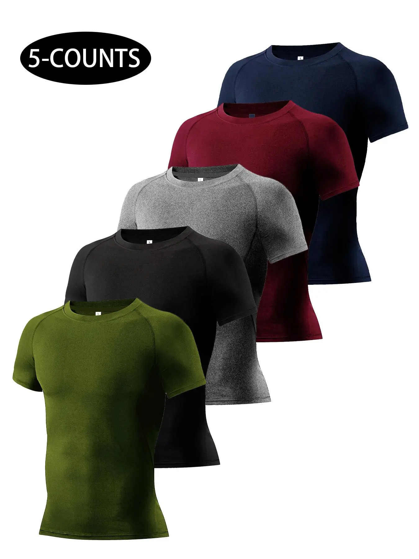 Men's Solid Color Short Sleeve Sports Tee, Quick Drying Breathable Crew Neck T-shirt, Casual Sportswear for Running Gym Workout Activewear Top