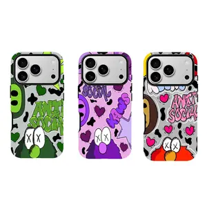 Cartoon Graffiti KAWS Street Style Themed Phone Case Premium Matte Texture, Protection, Shockproof, Anti-Drop, Anti-Fingerprint For IPhone 17-11, Pro Max, Pro Plus, and Samsung S26-22 Protection Safety