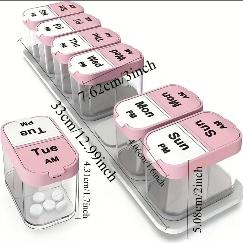 Daily Pill Storage Box, 7-Day Large-Capacity Morning and Afternoon Pill Organizer for Home, Office and Dormitory