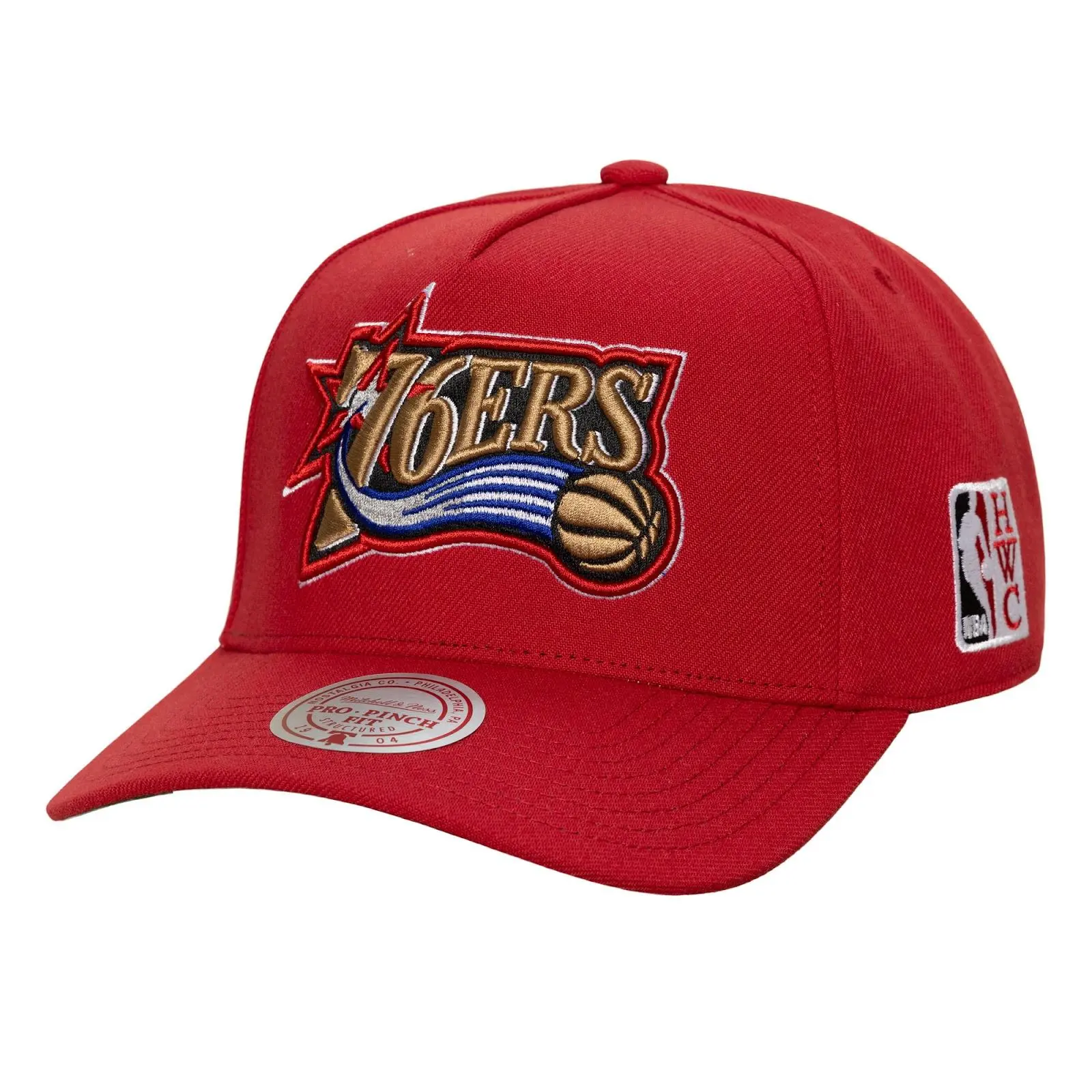Philadelphia 76ers Red Hardwood Classics Legendary Away Pro Pinch Snapback Hat NBA Throwback Cap Adjustable Fan Gear Mitchell & Ness