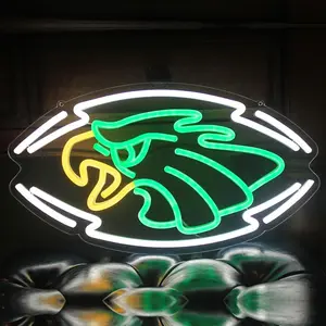 Eagle Head Design Neon Sign, Personalized Letter Logo LED Glowing Wall Mounted Neon Light, Decorative Light for Game Room, Restaurant, Club