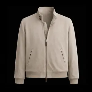 Beige Suede Bomber