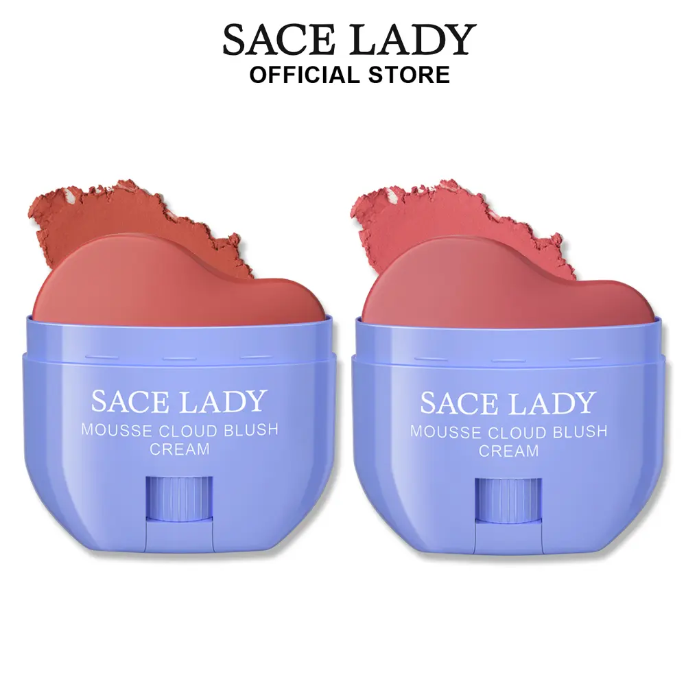 SACE LADY 2-Piece Pigmented Blush Cream Set - 0.31Oz Each, Pigmentation-Rich, Natural, Non-Drying, Smooth Synthetic Formula, Blends Easily for Any Look, All Skin Types, Includes Blush Highlighter