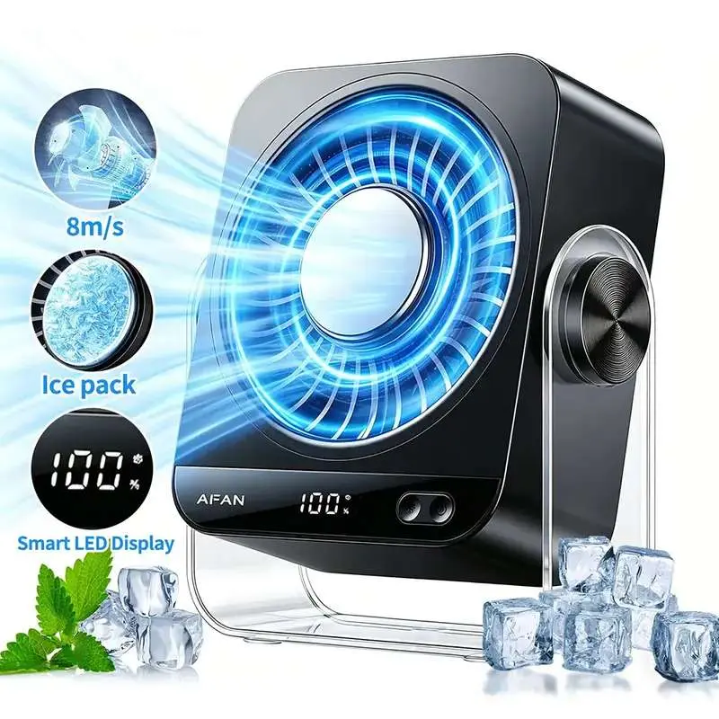 Mini Desk Fan with 199 Adjustable Speeds, Portable Turbo Wind Cooling Fan, Quiet Table Fan with Digital Display, 270° Rotating Rechargeable Battery-Powered Personal Fan for Bedroom, Office, Home, and Workspace