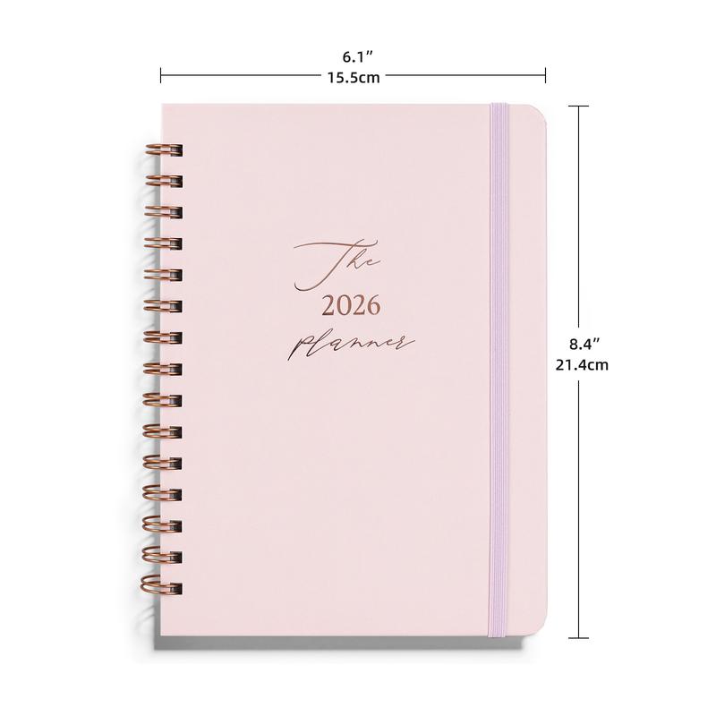 2026 Planner - Weekly and Monthly Planner Spiral Bound, Jan 2026 - Dec 2026, Hardcover Planning Agenda book with Tabs, Inner Pocket, Aesthetic, Academic, Planner Notebook, Perfect for Office Home School Supplies