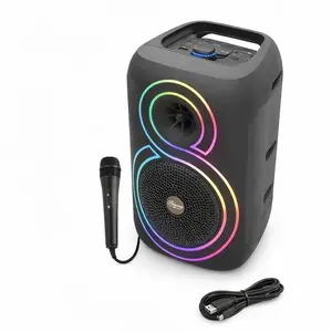 Portable Bluetooth Speaker with Wireless Microphone, 8 Inch Party Speaker MS-2044BT