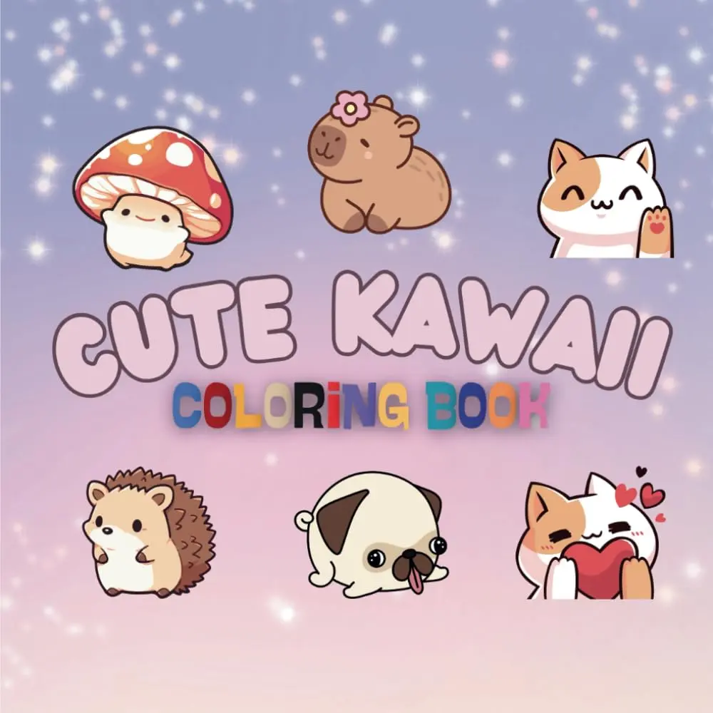 Cute Kawaii Coloring Book: Cute and Easy Coloring pages with Sweet Treats for Kids and Adults, featured Cute Dessert, Cupcake, & Ice Cream