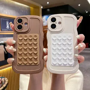 This stylish protective Shockproof case features wavy edges and a unique suction cup holder, compatible with iPhone 17/16/15 Pro Max and 17 Air models, making it convenient for everyday use.