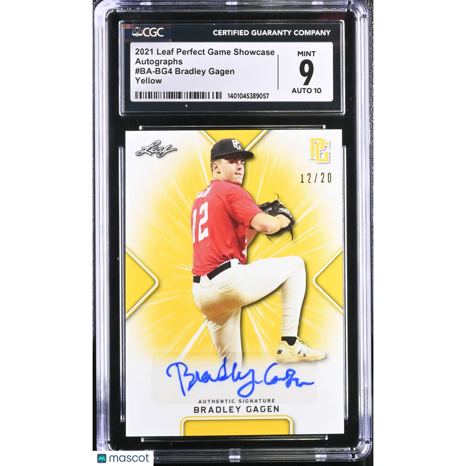 Bradley Gagen CGC 2021 Perfect Game Showcase #BA BG4 Yellow 12/20 Baseball 9