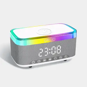 Bluetooth speaker with wireless charging, clock, alarm clock, ambient light, white noise, desktop speaker