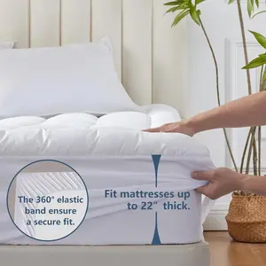 Extra Thick Mattress Topper – 4 Inch Plush Pad with Ultra Soft & Breathable Microfiber Fill, Quilted Design for Comfort & Back Support, 360° Elastic Skirt Fits 8–21" Mattresses, Hotel-Quality Fitted Cover, 10cm Thick for a Luxurious Sleep Upgrad