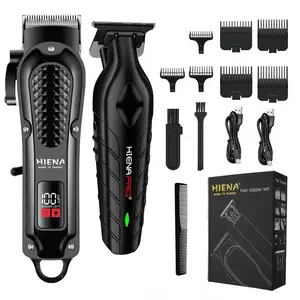 HIENA Professional 2-in-1 Men's Hair Clipper & Beard Trimmer Set, Cordless Electric Haircut Kit with LCD Display, Complete Barber Set for Fades, Edges