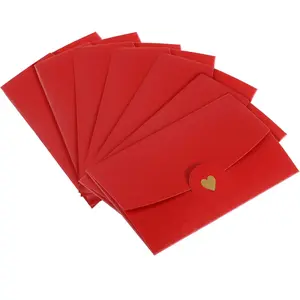 Mini Envelopes, 12 Pack Small  Card Holders Retro  Heart Business Invitation Envelopes for Wedding Birthday, Red