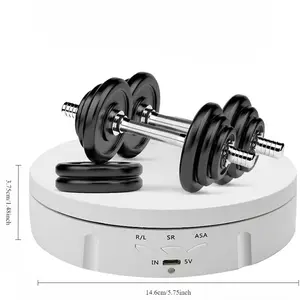 360 Degree Electric Rotating Turntable Display Stand Battery USB Power Supply for Photography Product Shows White 5.7 inches Load 22 LB Adjustable Organiser Durable Rugged