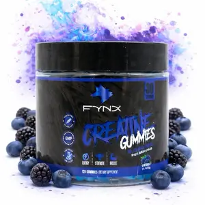 FYNX Creatine Gummies – 5g Creatine Monohydrate per Serving, Vegan, Gelatin-Free, Berry Flavor, (120 Gummies), GMP-Certified, Supports Strength & Recovery