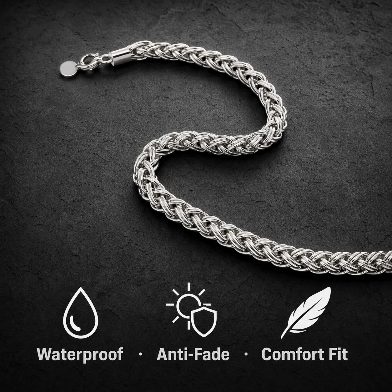 Men's Heavy Statement Necklace, Silver-Plated 3D Byzantine Weave Chain, 0.6 inch width, Waterproof and Fade-Resistant Finish, Hip-Hop, Punk, Multi-Layered, 6Mm Width, Chain & Link, Male, Everyday Wear
