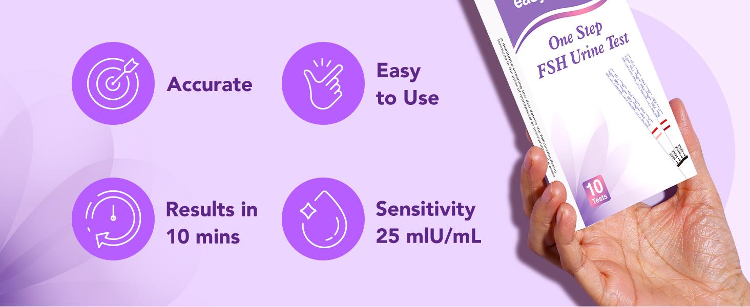 Easy@Home FSH Test Strips for Women 10 Pack - At Home Hormone Tracking for Fertility Planning